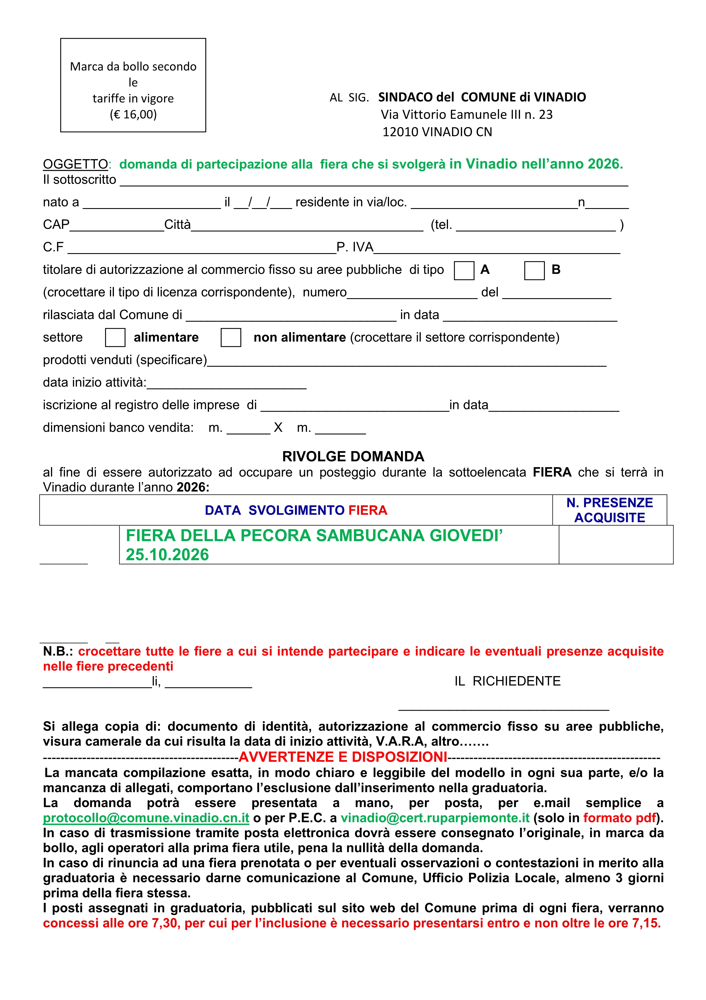 Fiera della Pecora Sambucana anno 2026